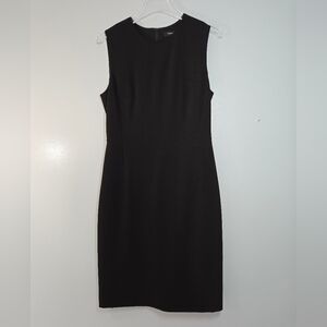 Theory Fitted Union Knit Sleeveless Black Dress, s8